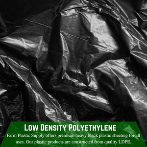 Farm Plastic Supply Black Plastic Sheeting 4 Mil 3 Ft X 200 Ft Polyethylene Vapor Barrier <b>Tarp</b> For Painters - Product Image 6