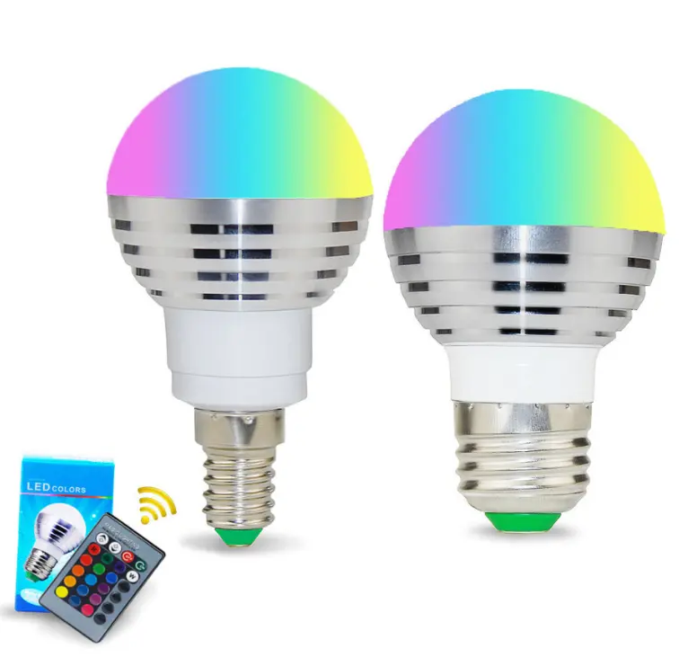 RGB uzaktan kumanda ampul ışık E14 E27 LED renkli ampul ışık 3W akıllı karartma renk değiştirme ev dekorasyon ışıklandırma