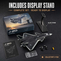 Modèle d'avion de chasse J-20 en alliage de zinc à l'échelle 1:72, articulation à 8 points, emballage en boîte, cadeau militaire, pour les 14 ans et plus, unisexe