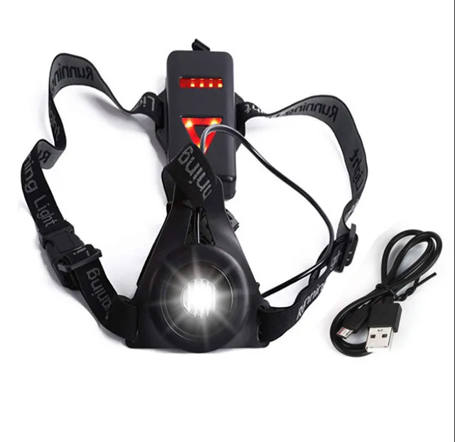 High Quality Running Accessories Waterproof Night Safety Red Warning Chest Running Lights for Runners Sport LED