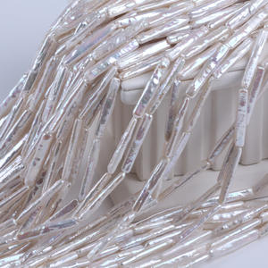 Perles d'eau douce naturelles de Zhuji, accessoires de bijoux DIY, perles blanches rectangulaires baroques argentées, perles en vrac en gros - Product Image 1