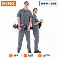 Conjunto de Ropa de Trabajo de Manga Corta de Secado Rápido, Transpirable, de Alta Elasticidad, Nailon y Spandex, Uniforme de Taller para Mecánico de Fábrica