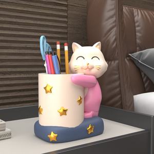 Portalápices de Resina con Diseño de Gato, Creativo y Lindo, Adorno de Gato que Atrae la Suerte, para Oficina, Hogar, Escritorio, Sala de Estar, Johnson Lee Back - Product Image 6