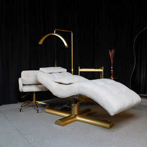 Lit de massage moderne et unique en forme de courbe rose pour salon de beauté, idéal pour les extensions de cils - Ensemble complet de mobilier - Product Image 2