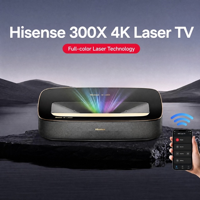 Hisense 300X Laser TV Full Color Laser Ultra Short Throw Projector 4K UHD Home Theater for 100 Inch Living Room Use