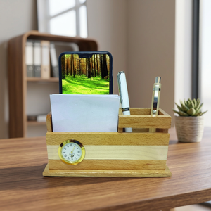 Organizador de escritorio con reloj, soporte para teléfono y portalápices, regalo de oficina multifunción, estilo sencillo - Product Image 3