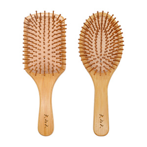 2024 Wholesale Eco Friendly Reusable Bamboo Detangler Scalp Massage <strong>Comb</strong> <strong>Custom</strong> Natural Wood Paddle Hair Brush Set - Product Image 4
