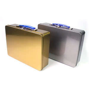 กล่องเหล็กทรงสี่เหลี่ยมมีที่จับล็อคและฝาปิดสำหรับเด็กกล่องของขวัญพิมพ์โลโก้ได้ตามต้องการจากโรงงาน - Product Image 1