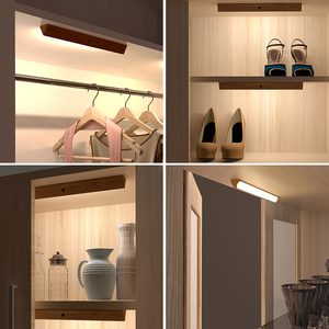 Aplique de pared de luz de armario de inducción de reflexión infrarroja de madera magnética alimentado por batería recargable USB LED - Product Image 6