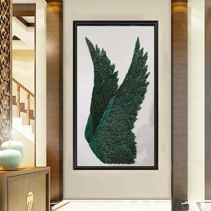 Hongzun Feather <b>Wall</b> Art 3D Solid Material Rectangle Single <b>Frame</b> Modern Decor For Living Room Bedroom Study - Product Image 1