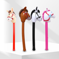 Lindo inflable Animal caballo en forma de globo Hobby caballo palo juguete inflable Rosa cabeza de caballo en un palo de juguete