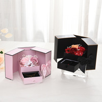 Boîte cadeau de luxe à double porte pour roses éternelles, avec logo personnalisé, emballage rigide à tiroir pour bijoux, fleurs et cadeaux de Saint-Valentin