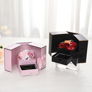Lussuosa Scatola Regalo con Doppia Porta <span class=keywords><strong>per</strong></span> Rose Conservate, Logo Personalizzato, Confezione Rigida a Cassetto <span class=keywords><strong>per</strong></span> Gioielli, Fiori, <span class=keywords><strong>Regali</strong></span> di <span class=keywords><strong>San</strong></span> <span class=keywords><strong>Valentino</strong></span> - Product Image 2
