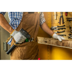 Men's Canvas <b>Work</b> <b>Apron</b> With Multiple-Pockets Tool-Holder Brown Durable Overalls For Workshop Garage-Repair - Product Image 2