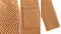 Abaya sur mesure ODM pour femme, en tricot nid d'abeille camel, avec plis, coupe ample, devant ouvert, tenue modeste, vente en gros pour l'Arabie Saoudite et les Émirats Arabes Unis
