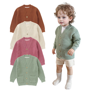 Pulls en laine d'hiver chauds en coton biologique 100% standard pour garçons et filles, cardigan pour bébés - Product Image 1
