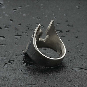 Mask <b>Ring</b> <b>Titanium</b> Steel Geometric Design Men's Punk Style Silver Color 260110 - Product Image 4