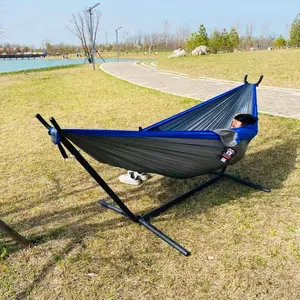 Hamaca de lona cama plegable doble colgante nailon venta al por mayor columpio portátil hamaca para acampar al aire libre