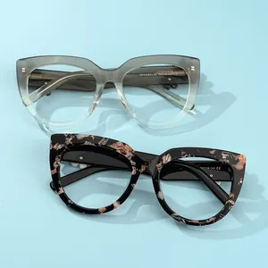 Wesee frames wholesale Latest Fancy Two Flowers Party Plastic Cateye Green Non Prescription Optical designer Eyeglasses Frame