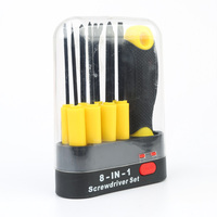 Set obeng pengganti CR-V, 9 buah gagang plastik alur lurus kait putar 8-in-1 multi-fungsi DIY perbaikan Manual Torx