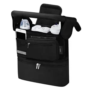 Promotion Polyester Insulated Cooler Bag Stroller Organizer With Bottle Pockets