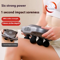 Pistolet de massage profond sans fil automatique certifié CE pour tout le corps Outil de fascia à six têtes pour la relaxation musculaire à haute fréquence à usage domestique