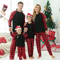 Conjunto de Pijamas Navideños Familiares de Manga Larga, Pijamas de Poliéster con Estampado Personalizado a Juego para Padres e Hijos, Ropa de Dormir para Fiestas Navideñas