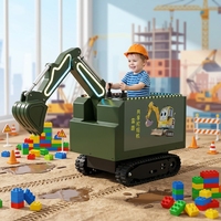 Excavatrice électrique Leduole 12V pour enfants, télécommandée, en fibre de verre, capacité 150 kg, rotation à 360 degrés