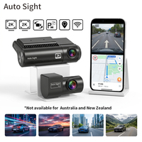 Caméra embarquée 2K Ash Cam avant et arrière, vision nocturne supérieure, double vue, GPS, WiFi, enregistreur de conduite, mode parking 24H