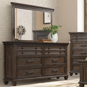 Ensemble de meubles de chambre à coucher en bois massif brun vintage, lit king size avec rangement - Product Image 2