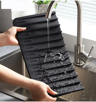 Tapis de drainage en silicone écologique pour évier de cuisine, protection anti-éclaboussures pour comptoir de bar et salle de bain, et séchage de la vaisselle