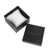 Boîte d'emballage rigide pour montre, noire mate, recyclable, avec couvercle amovible, impression dorée en relief, doublure en éponge