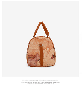 Borsa da Viaggio SHIMO con Stampa Vintage della Mappa <span class=keywords><strong>del</strong></span> <span class=keywords><strong>Mondo</strong></span>, Borsone di Lusso in Pelle di Grande Capacità per Uomo e Donna - Product Image 6