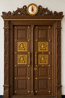 Porte d'entrée principale en teck birman de style antique pour salle de prière, porte en bois traditionnelle professionnelle détachable avec design sculpté, durable