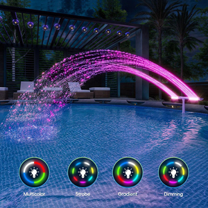 Nouvelle lumière de fontaine de piscine à double tête alimentée par énergie solaire, 5000 mAh, rechargeable, étanche, pour la décoration de jardin et de cour. - Product Image 3