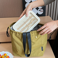 Neue Lunchtasche im japanischen und koreanischen Stil, große Kapazität, tragbare, thermisch isolierte Kühltasche mit Kordelzug für Picknick-Bento-Box-Aufbewahrung