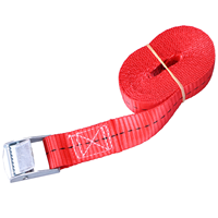 Sangle de fixation sans crochet en polyester rouge de 25 mm (1 pouce) avec boucle à came sans fin pour moto et porte-bagages de toit