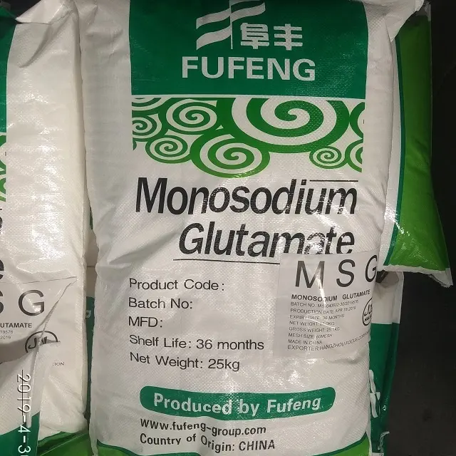 Condimentos Fufeng GLUTAMATO MONOSSÓDICO/Linghua/Meihua msg preço chinês sal 20/30/40/60/80 mesh glutamato monossódico 99% MSG