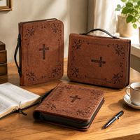 Housse de Bible en cuir imprimé pour femmes et hommes, étui de transport en PU léger et portable, mallette de rangement pour fournitures de bureau