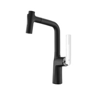 Robinet de cuisine extractible double fonction, mitigeur de lavabo de salle de bain en laiton à levier unique, eau chaude et froide, à poser sur comptoir, avec cartouche céramique