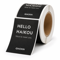 Étiquette autocollante rectangulaire noire mate personnalisée, écologique, imperméable, avec impression de texte blanc et logo privé pour café