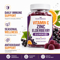 Gummies à la vitamine C, au zinc et à l'églantier, complément alimentaire pour soutenir l'immunité des adultes, végétalien, faible en sucre, sans gluten, étiquette privée OEM