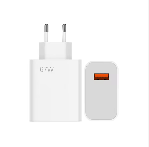 European Plug 67W Ultra-fast Charger, QC 2.0 Fast Power Adapter, Suitable for Xiaomi Redmi Mobile Phone USB Charging