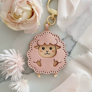 Creative and cute lamb PU <b>leather</b> <b>keychain</b> car key pendant accessories unisex bag charms - Product Image 4