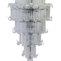 Grande Suspension LED Verticale Style Lustre en Verre, Blanc Chaud, Intensité Variable, en Fer et Verre pour Hall d'Entrée, Salon, Escalier