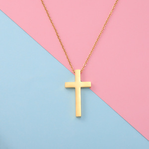 Collier simple en acier inoxydable avec pendentif en forme de croix, chaîne à maillons unisexe, collier de charme pour <span class=keywords><strong>homme</strong></span>, collier de fiançailles 18K - Product Image 4