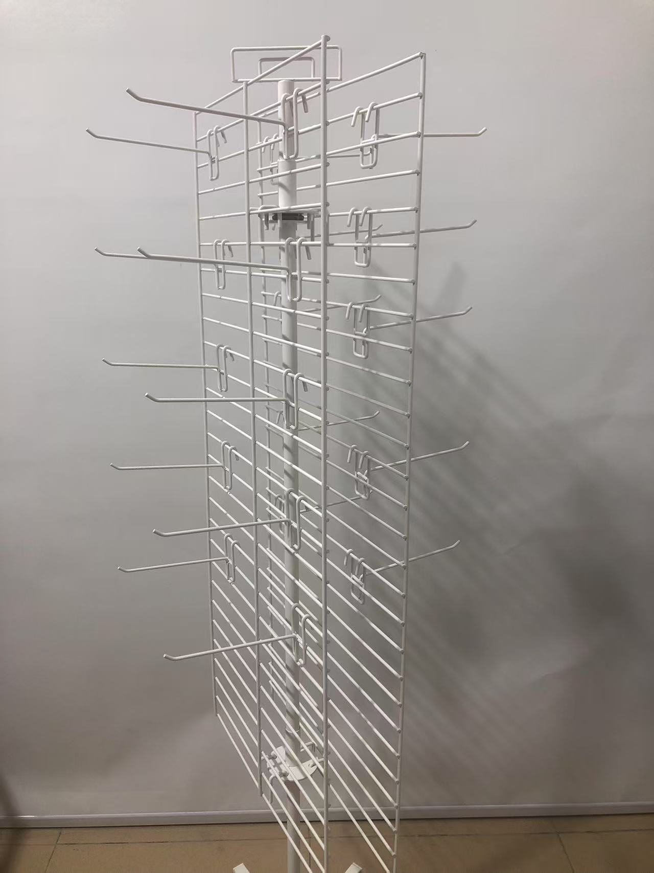 Double-side Iron Net Display Racks 360 Degree Rotation Metal Grid Gadget Display Stand with Removable Hooks and Caster — view 3