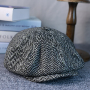 Casquette Gavroche en Laine Tweed à Chevrons pour Hommes et Femmes, Chapeau de <span class=keywords><strong>Peintre</strong></span> Vintage, Style Britannique Hiver, Casquette de <span class=keywords><strong>Boulanger</strong></span> - Product Image 2