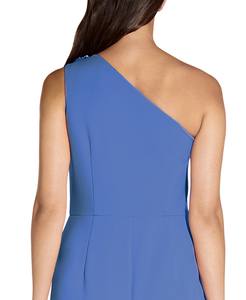 ชุดราตรีหรูหราสำหรับผู้หญิงชุดเดรสยาวแขนกุดเปิดไหล่ข้างหนึ่งแต่งระบายด้วยลูกปัดชุดเดรสลำลองสีพื้น - Product Image 4