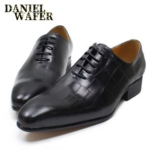 Zapatos Oxford de cuero genuino con cordones y diseño a cuadros, zapatos de vestir para negocios, bodas, fiestas, oficina y moda. - Product Image 4